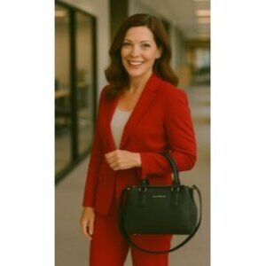 Nanette Lepore Black Leather Satchel With Gold Accents Adjustable Strap